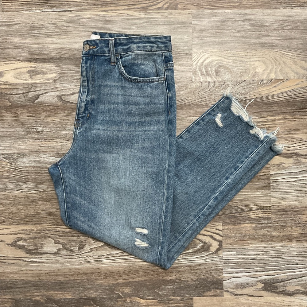 Vervet Rendition Emma Distressed Mom High Rise Light Ribse Cotton Ankle Jeans 28 - Picture 2 of 12